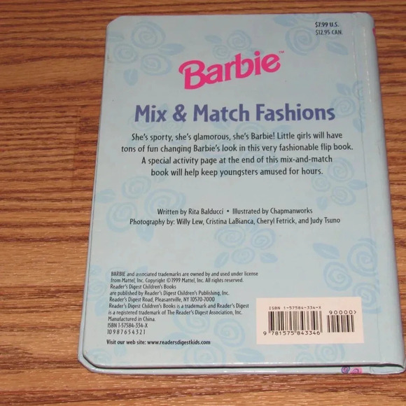 BARBIE Mix & Match Fashions Book~Rita Balducci~Create Great Outfits for Barbie! - Picture 2 of 2